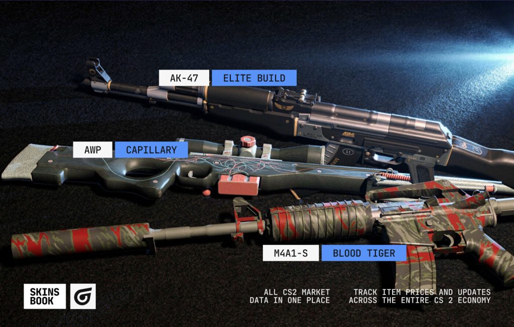 Mil-Spec Grade (Blue) is an uncommon CS2 (CS:GO) skin rarity tier, featuring skins like AK-47 Elite Build and M4A1-S Blood Tiger