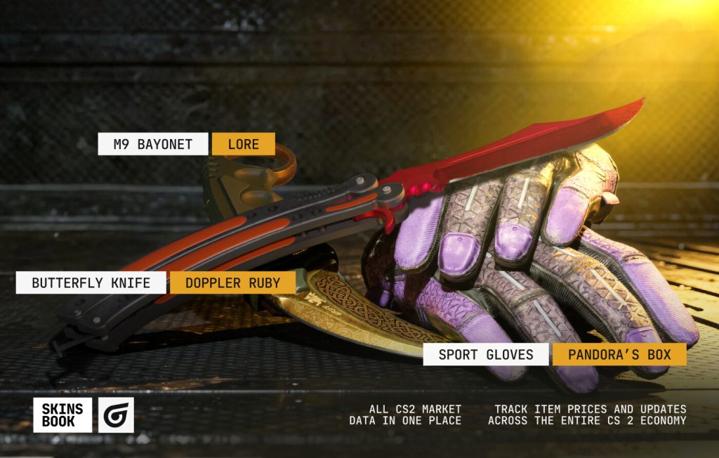 Extraordinary (Gold) CS2 (CS:GO) skin rarity tier featuring rare special items like Karambit knives and Sport Gloves