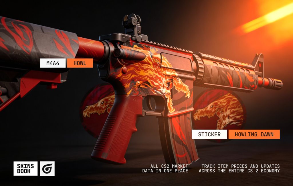 CS2 Contraband rarity tier featuring extremely rare items like the M4A4 Howl and Howling Dawn sticker
