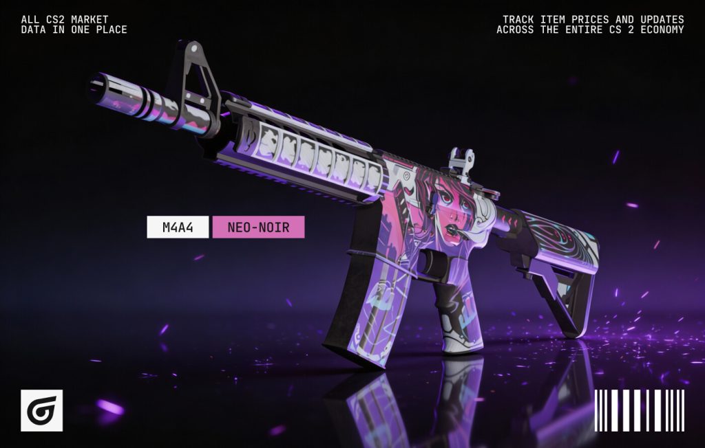 High-quality M4A4 | Neo-Noir skin in Counter-Strike 2, known for its modern cyberpunk aesthetic among the best M4A4 skins CS2