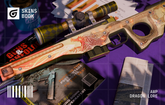 Souvenir AWP | Dragon Lore Factory New from the Cobblestone Collection, a legendary CS2 (CS:GO) skin known for its iconic design, rare Major drops, and extremely high collector value.