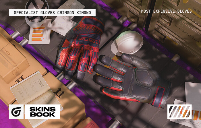 Specialist Gloves | Crimson Kimono are rare CS2 (CS:GO) gloves and among the most expensive gloves CS2, valued for their iconic red pattern and sought-after “Max Red” versions, with extraordinary red-tier rarity from the Glove Case and Operation Hydra Case, and prices ranging from $10,000–$12,000 after peaking near $30,000.