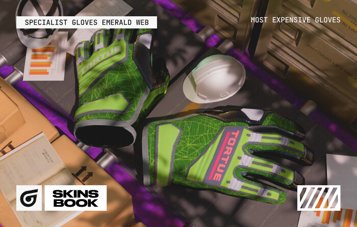 Specialist Gloves | Emerald Web are extraordinarily rare CS2 (CS:GO) gloves, valued as high-value CS2 gloves for their distinctive green webbing pattern that can make them some of the most expensive gloves Counter Strike collectors seek, with prices rising from $3,000 to a peak of $16,000 before settling near $9,000.