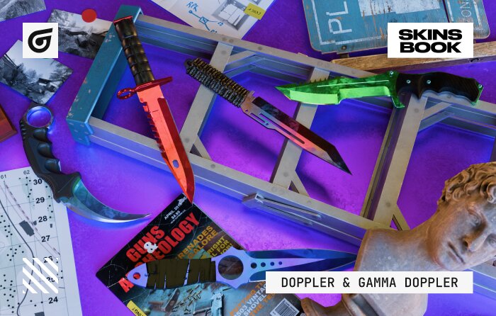 Doppler and Gamma Doppler pattern in CS2 (CS:GO) featuring distinct phase variations such as Ruby, Sapphire, and Emerald, where near-solid, uniform blade color created by a specific skin pattern ID defines some of the most valuable CS2 (CS:GO) rare skin patterns.