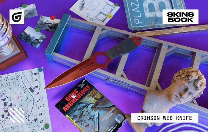 Crimson Web CS2 (CS:GO) skin pattern featuring a centered web on the blade, demonstrating how specific web placement rather than web quantity determines desirability and makes certain variations stand out within CS2 (CS:GO) rare skin patterns.