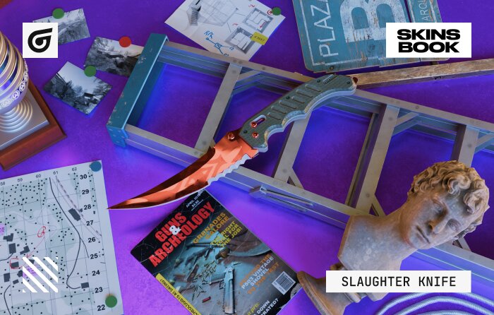 Slaughter CS2 (CS:GO) skin pattern showing symmetrical red-and-silver design with rare centered shapes like Heart, Diamond, Angel, or Phoenix, demonstrating how pattern positioning rather than float value drives demand in CS2 (CS:GO) pattern skins.