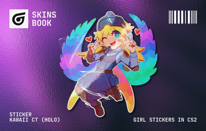 Sticker | Kawaii CT Holo cs2 girl stickers with blue and white anime-style design, priced around $4.00–$5.00, popular for M4A1-S and USP blue-themed loadouts
