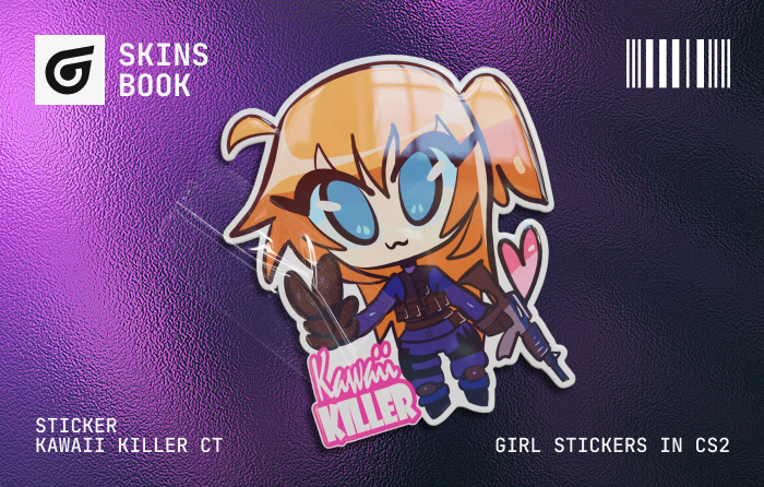 ticker | Kawaii Killer CT anime girl stickers CS2 with bright pink manga-style design, priced around $0.70–$1.38, ideal for pink anime-themed weapon loadouts