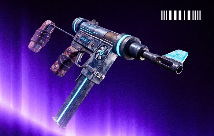 Alien Relic SMG Rust skin for the Custom SMG, released on December 25, 2016. This rare weapon skin features a dark metallic finish with glowing blue alien-inspired details, creating a futuristic sci-fi appearance. Valued between $1,491.25 and $1,844.86, the Alien Relic SMG is one of the most expensive Rust weapon skins due to its limited supply, unique design, and early release history, making it highly sought after by collectors.