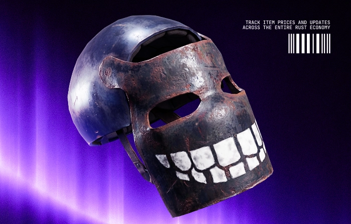Big Grin Rust skin for the Metal Facemask, released on October 28, 2016. This iconic facemask skin features a dark metal faceplate painted with a large white grin and detailed teeth, creating one of the most expensive Rust skins. Valued between $1,206.00 and $1,363.99, Big Grin remains one of the most expensive and sought-after Rust skins thanks to its legendary status, limited availability, and enduring popularity among long-time players and collectors.