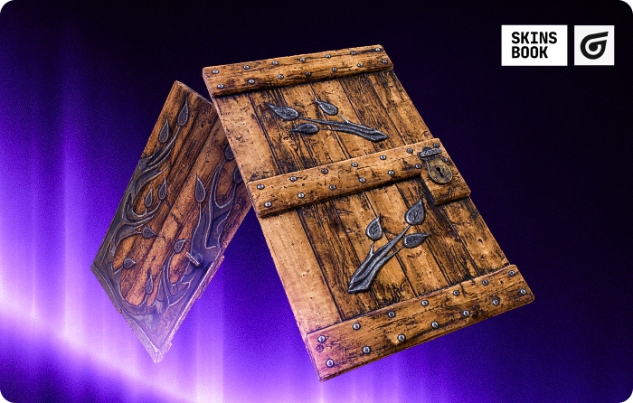 Metal Tree Door Rust skin for the Wooden Door, released on October 11, 2018. This rare door skin features an intricate tree design with a metallic appearance, making it look like it was forged from heavy iron despite being designed for the basic Wooden Door. Priced between $1,620.00 and $1,800.00, the Metal Tree Door is one of the most expensive and sought-after Rust door skins, valued by collectors for its rarity, unique visual style, and limited availability.