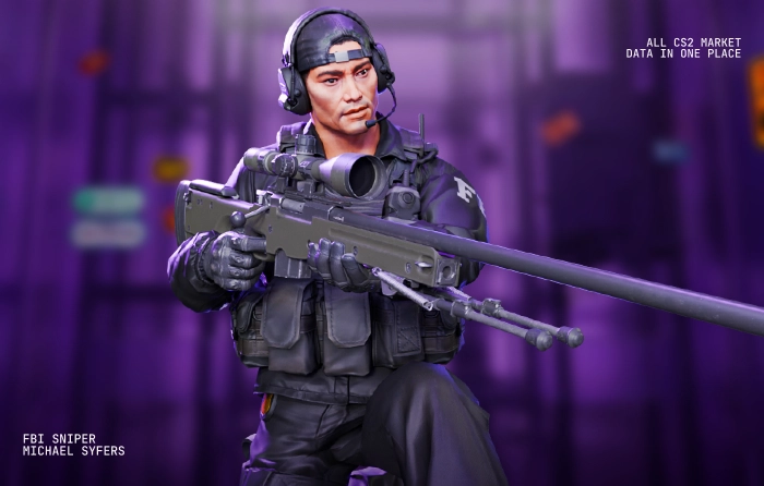 Michael Syfers | FBI Sniper CS2 operator skin featuring a classic counter-terrorist marksman appearance with tactical gear, protective equipment, and a clean professional look. This FBI Sniper agent is a popular choice among players searching for CS2 agent skins, CT skins, and CT agent skins thanks to his realistic law enforcement aesthetic and understated design. Unlike more flashy CS2 operators, Michael Syfers stands out through simplicity, making him a favorite among players who prefer grounded counter strike operator skins. His sniper-inspired appearance and practical equipment make him one of the most recognizable Counter-Terrorist agents among all CS2 agents.