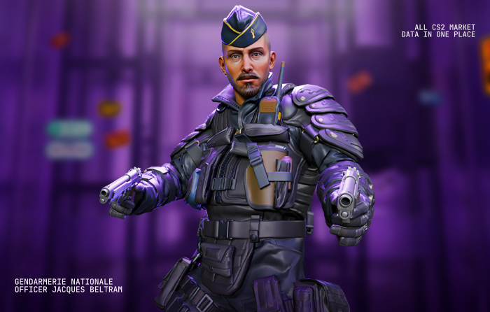 Officer Jacques Beltram | Gendarmerie Nationale CS2 operator skin featuring a professional GIGN officer equipped with full riot gear, tactical armor, and law enforcement equipment. This Counter-Terrorist agent offers a balanced combination of affordability and visual quality, making him a popular choice among players searching for CS2 agent skins, CT skins, and CT agent skins. His realistic special forces appearance and detailed protective gear help him stand out among counter strike operator skins, while his clean and authentic design makes him a reliable addition to any collection of CS2 operators and Counter-Terrorist agents.
