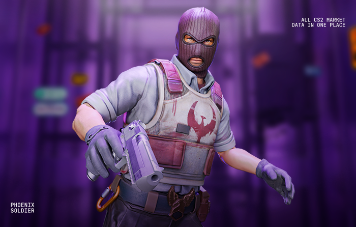 Soldier | Phoenix CS2 agent skin wearing a burgundy balaclava, grey shirt, and red tactical accents. As the cheapest Phoenix agent in the game, this budget-friendly T-side operator is a popular choice among players searching for CS2 operator skins, CS2 agent skins, and affordable terrorist agents. The simple yet iconic design makes it a great entry-level option for beginners looking to expand their collection of CS2 agents, operator skins, and T-side agent skins in Counter-Strike 2.