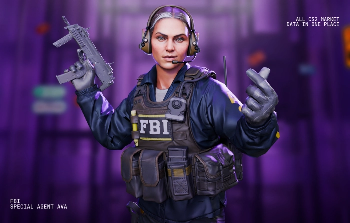 Special Agent Ava | FBI CS2 operator skin featuring the only female FBI counter-terrorist agent in Counter-Strike 2. Equipped with a tactical vest, hearing protection headset, and professional law enforcement gear, she showcases premium model detail and a confident tactical presence. As one of the most iconic CT agent skins in the game, Special Agent Ava is a favorite among players searching for CS2 agent skins, CT skins, CT agent skins, and counter strike operator skins. Her distinctive FBI appearance and elite design make her one of the best CS2 operator skins and one of the most recognizable agents among all CS2 agents on the Counter-Terrorist side.