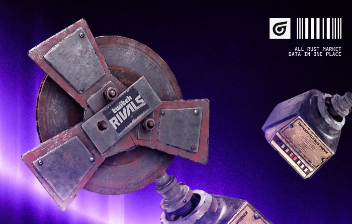 Twitch Rivals Trophy Rust event item, released on August 10, 2022. This exclusive trophy-style collectible features a decorative design inspired by the Twitch Rivals Rust event, serving as a unique display item and collector badge rather than a traditional skin. Valued between $683.55 and $759.50, the Twitch Rivals Trophy is one of the rarest Rust event cosmetics due to its limited availability through a specific Twitch Drops campaign. Its non-marketable and non-tradable status, combined with strong collector interest and event history significance, makes it a highly sought-after decorative item for rare Rust collections.