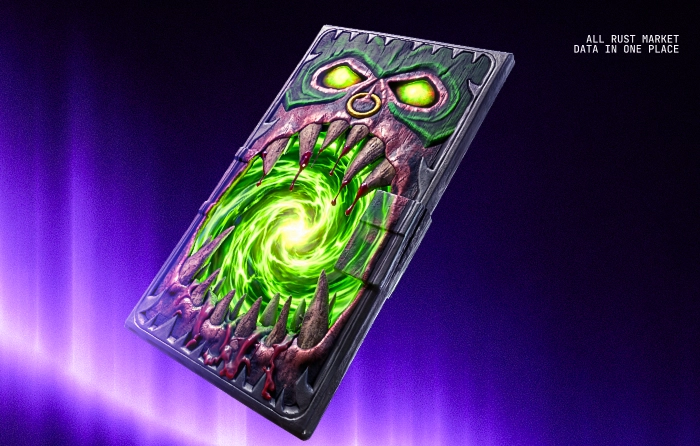 Undead Door Rust skin for the Sheet Metal Door, released on October 31, 2024. This highly sought-after door skin features a terrifying zombie tearing through metal, with glowing eyes that illuminate at night and enhance its horror-themed appearance. Valued between $1,776.74 and $2,978.24, the Undead Door is one of the most expensive Rust door skins, gaining value rapidly due to its limited availability, unique design, and strong demand among collectors.