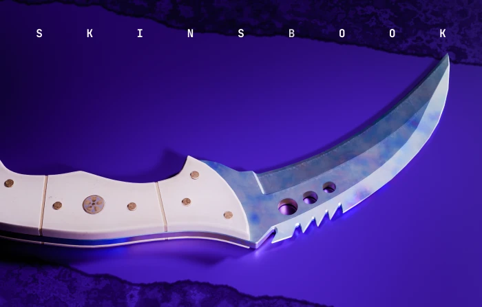 Talon Knife Case Hardened Blue Gem in CS2, released with the A New Horizon update on August 1, 2018. This Case Hardened knife from the Horizon and Danger Zone Cases features randomized blue, purple, and gold patterns across its curved blade, with Pattern #55 recognized as the best Talon Knife Blue Gem thanks to its exceptional blue playside coverage and high collector value.